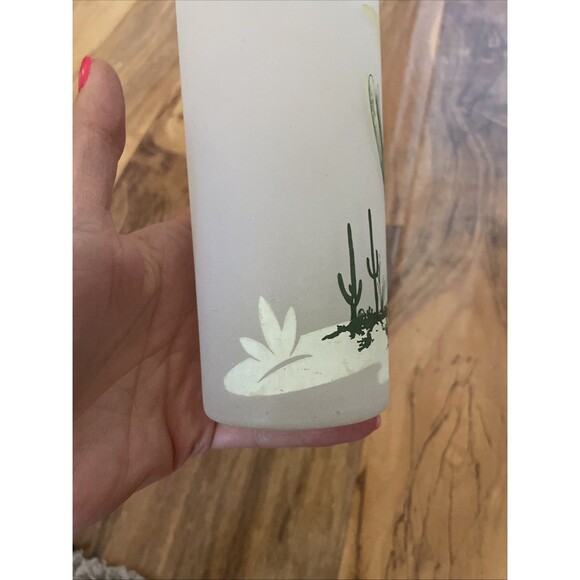 VINTAGE Blakely Oil & Gas Arizona SAGUARO CACTUS Tall Frosted Collins GLASS - Picture 7 of 10
